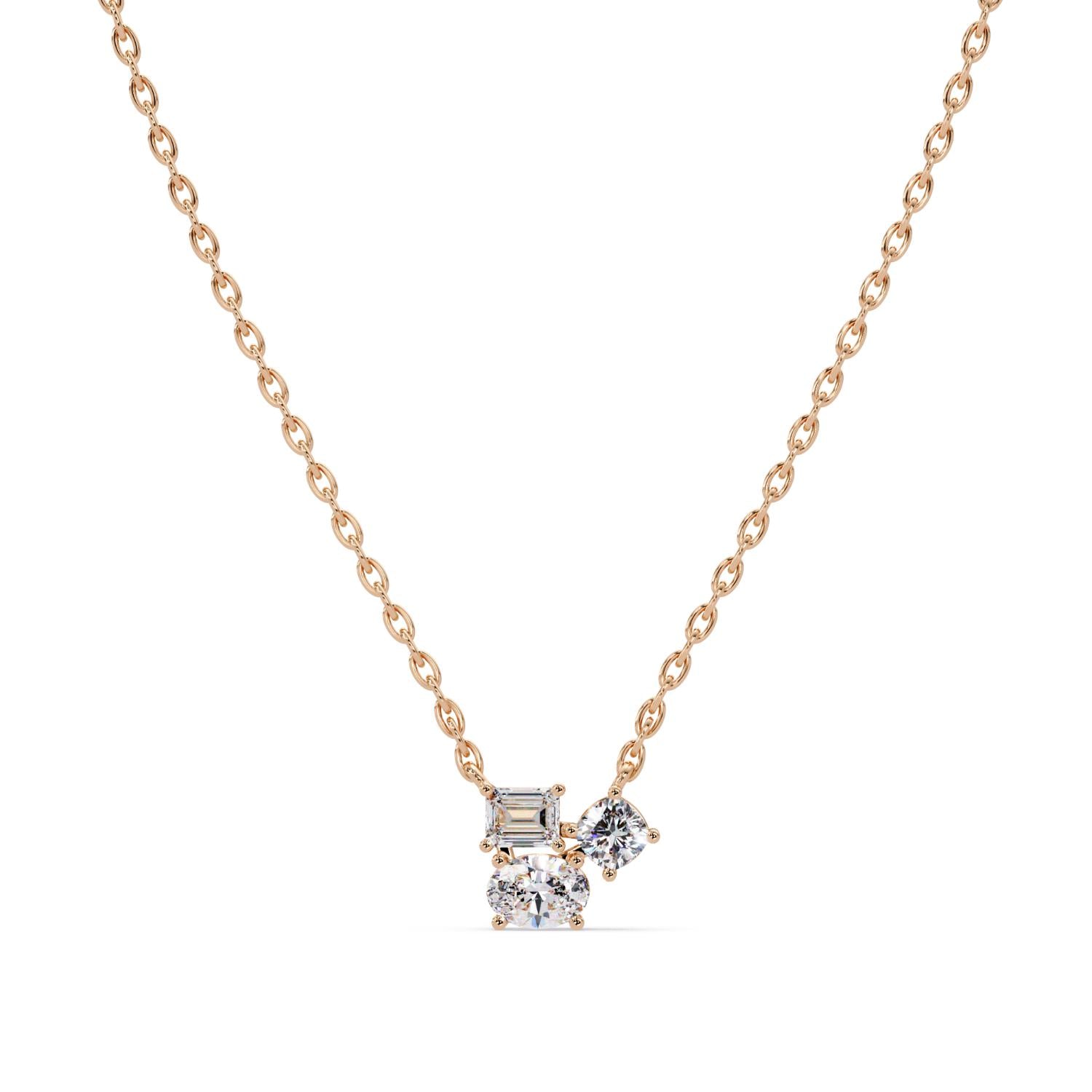 1.48 Ct Lab Grown Diamond Minimal Cluster Necklace- Sterling Silver