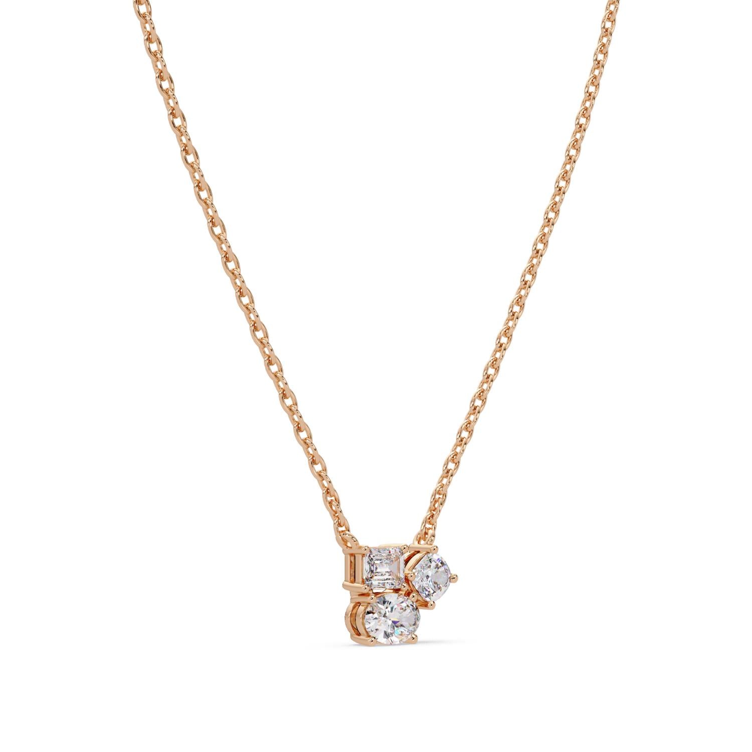 1.48 Ct Lab Grown Diamond Minimal Cluster Necklace- Sterling Silver