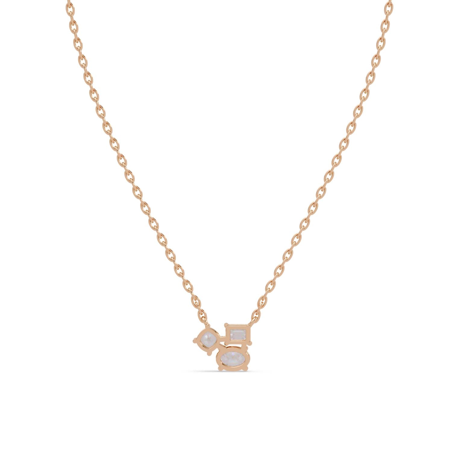 1.48 Ct Lab Grown Diamond Minimal Cluster Necklace- Sterling Silver