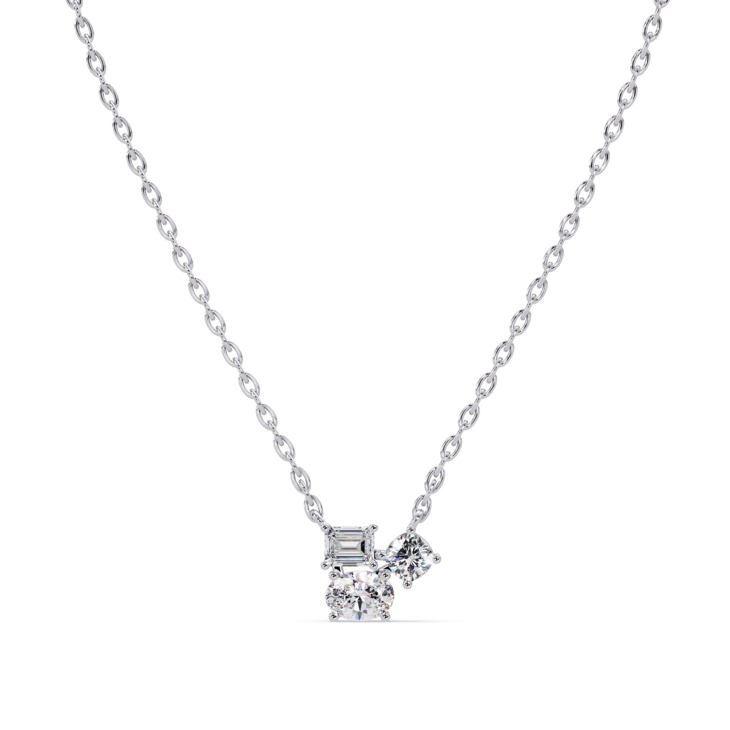 1.48 Ct Lab Grown Diamond Minimal Cluster Necklace- Sterling Silver