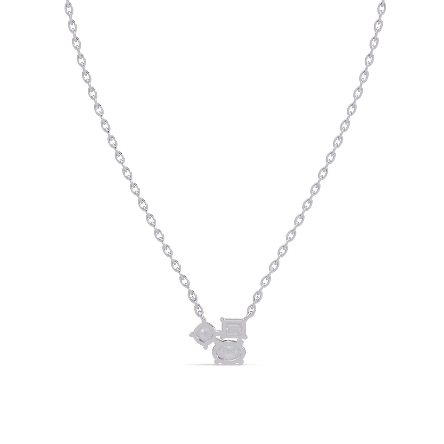 1.48 Ct Lab Grown Diamond Minimal Cluster Necklace- Sterling Silver