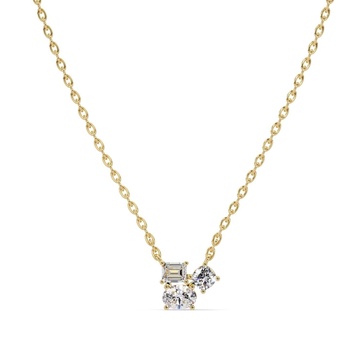 1.48 Ct Lab Grown Diamond Minimal Cluster Necklace- Sterling Silver