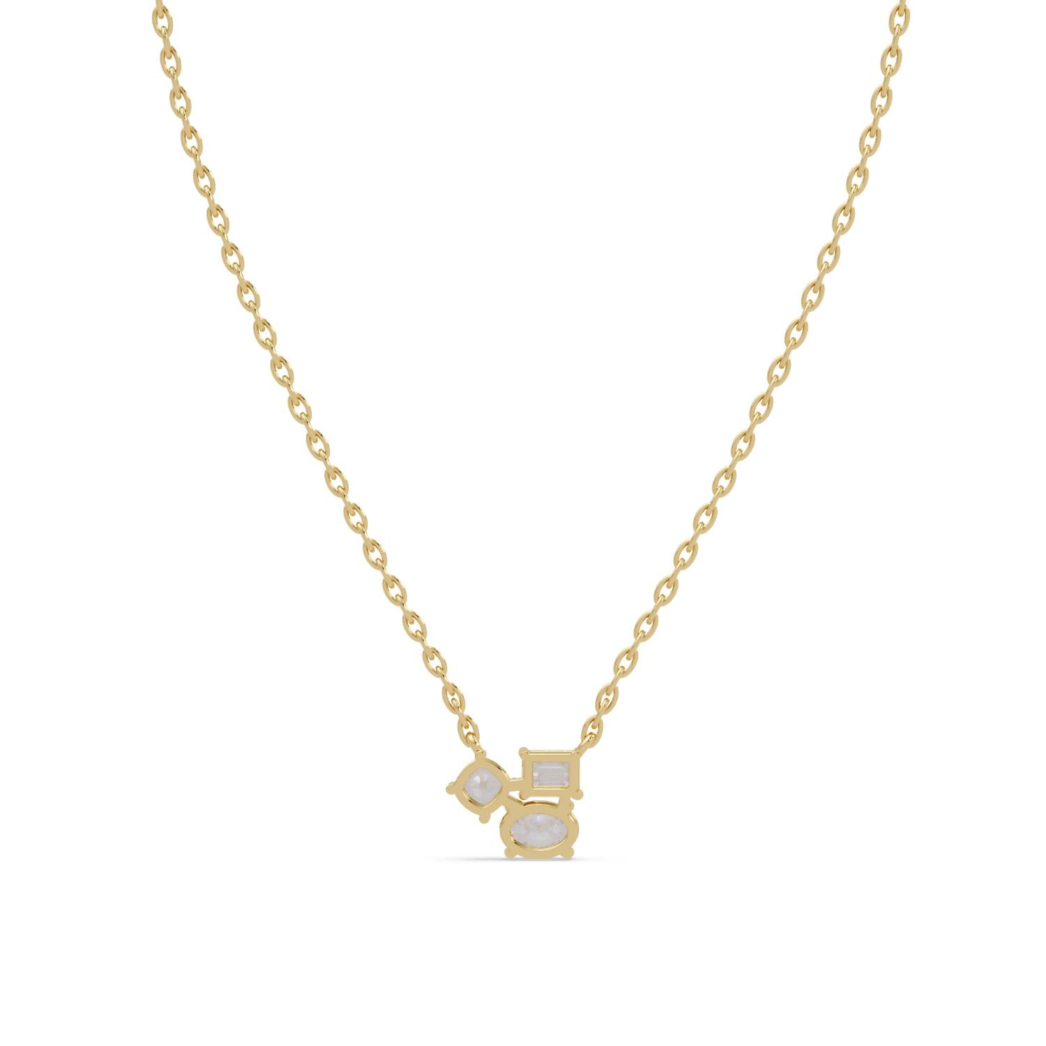 1.48 Ct Lab Grown Diamond Minimal Cluster Necklace- Sterling Silver