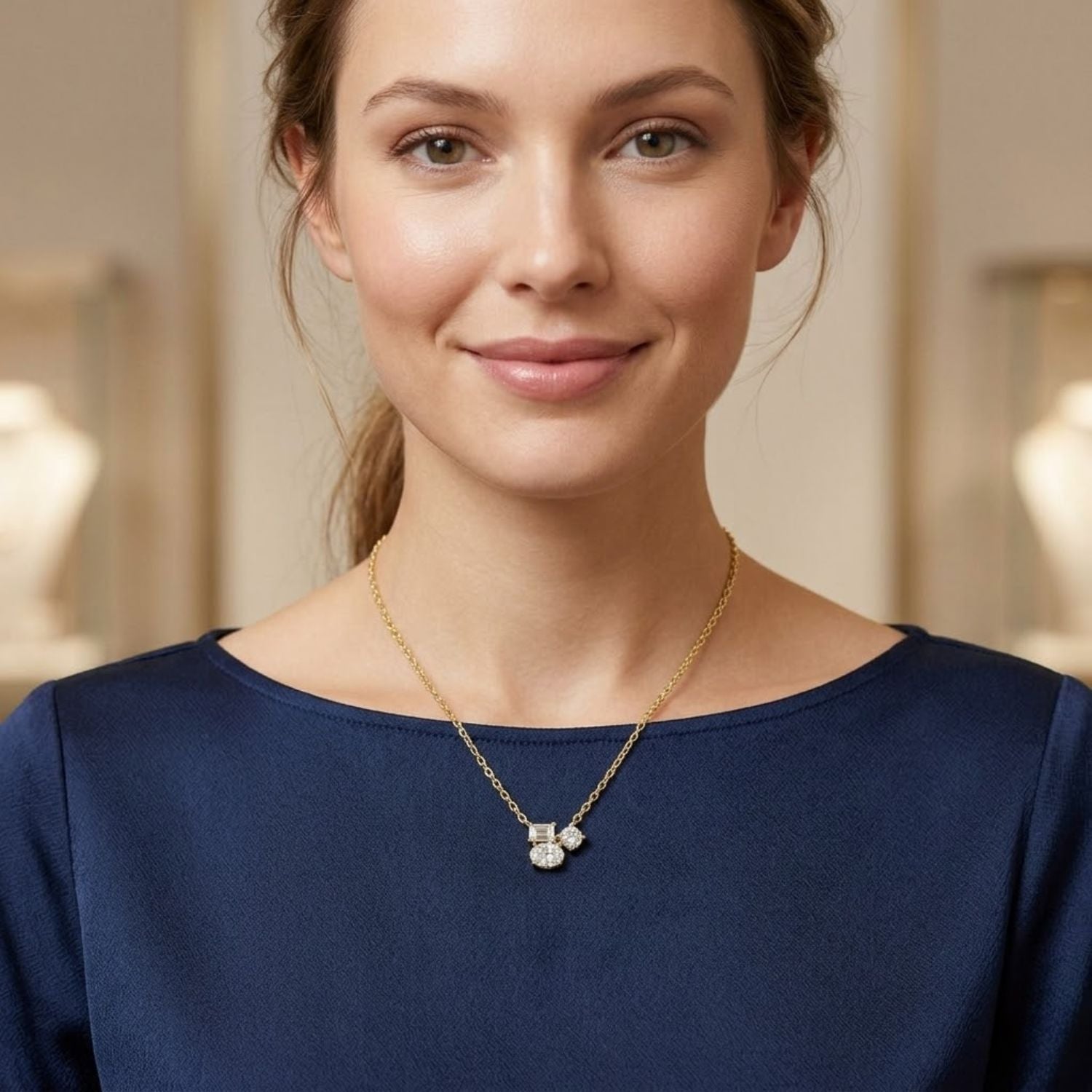 1.48 Ct Lab Grown Diamond Minimal Cluster Necklace- Sterling Silver