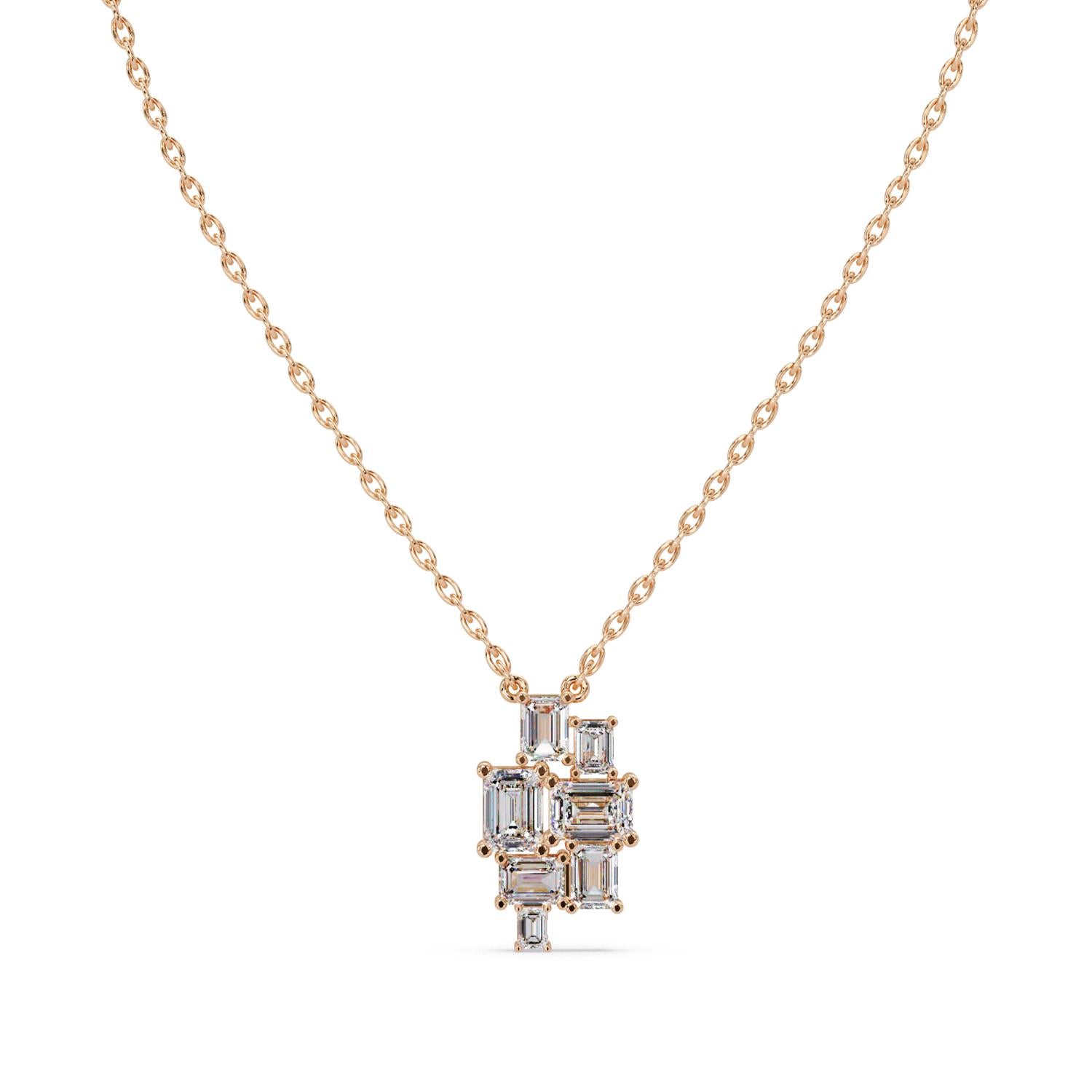 3.59 Ct Lab Grown Diamond Cluster Necklace- Sterling Silver