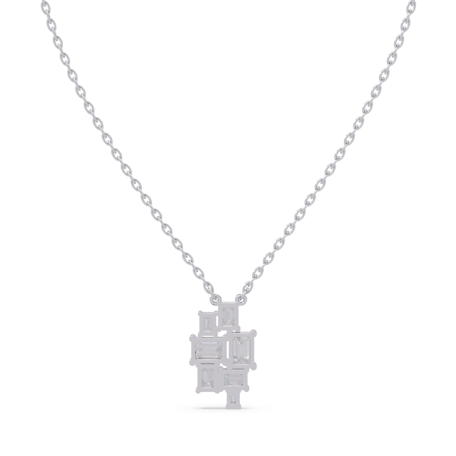 3.59 Ct Lab Grown Diamond Cluster Necklace- Sterling Silver
