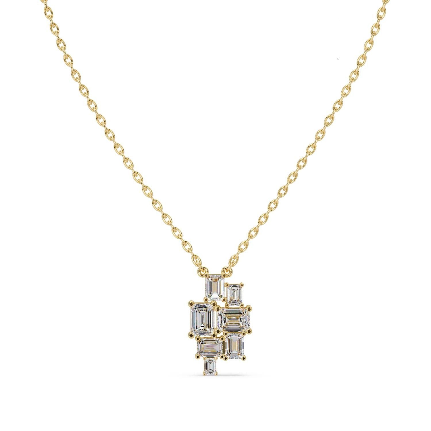 3.59 Ct Lab Grown Diamond Cluster Necklace- Sterling Silver