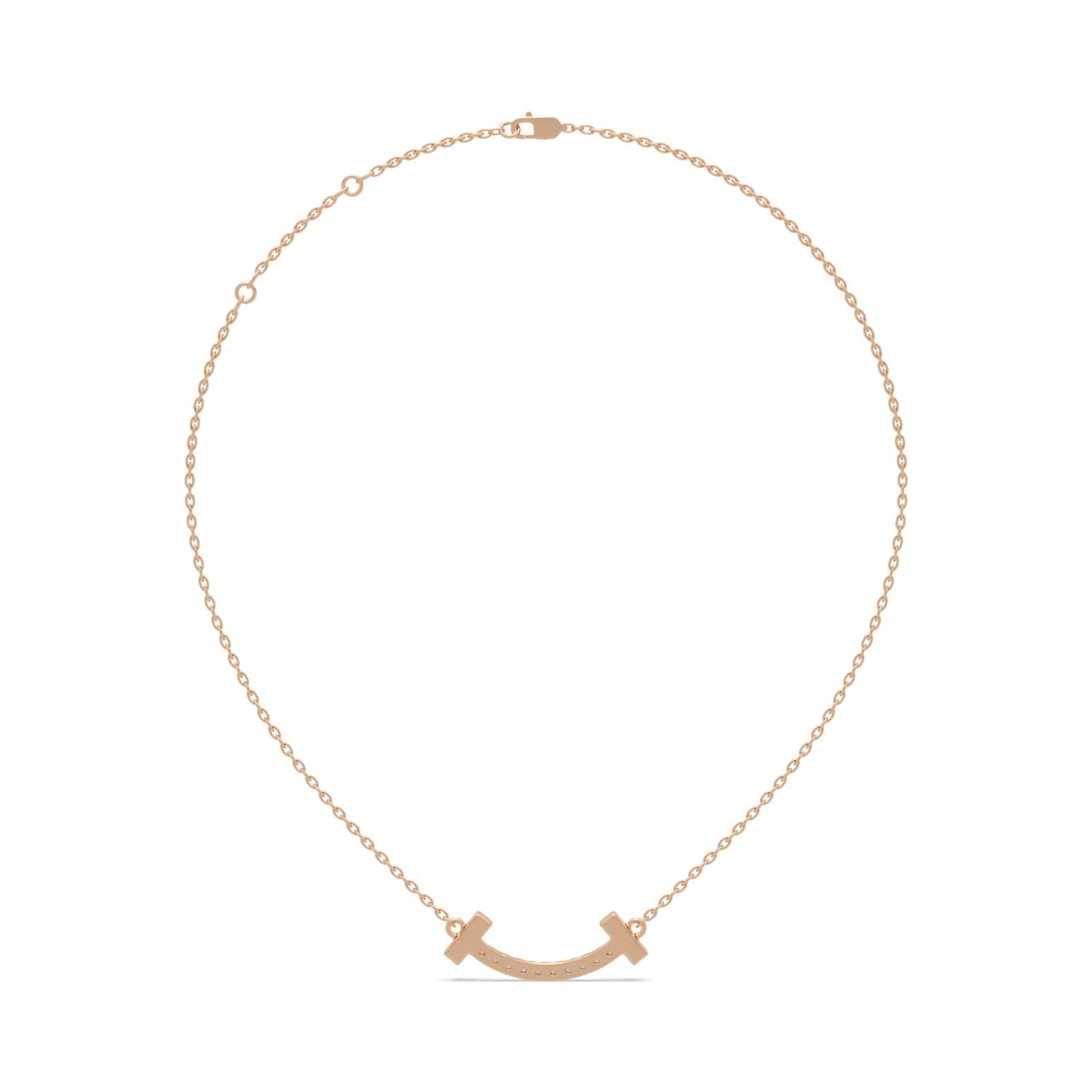 0.47 Ct Lab Grown Diamond Minimalist Smile Bar Necklace- Sterling Silver