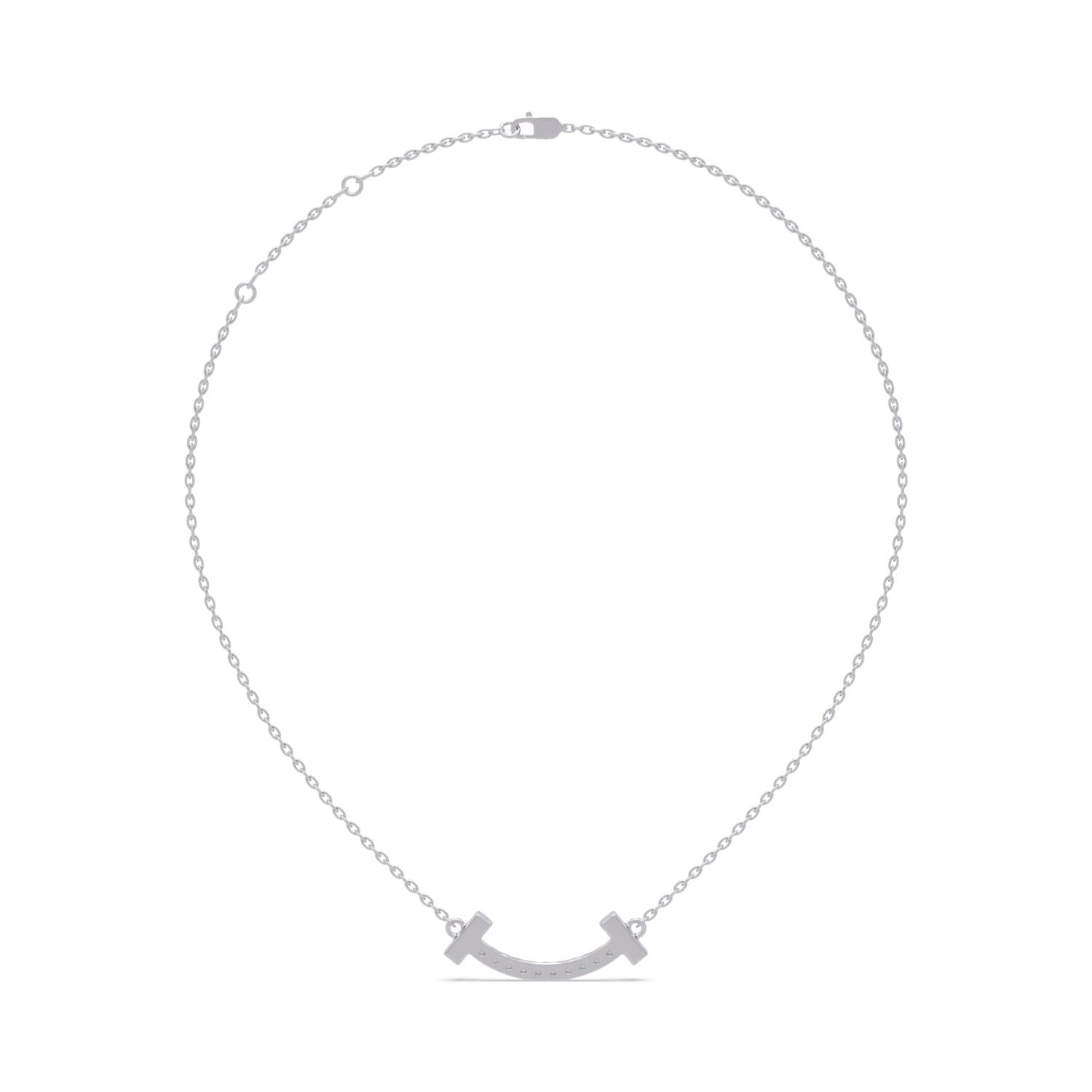 0.47 Ct Lab Grown Diamond Minimalist Smile Bar Necklace- Sterling Silver