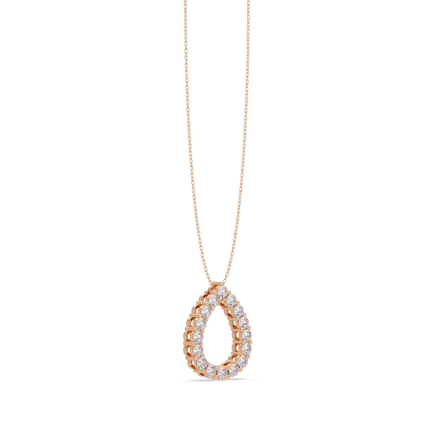 0.94 Ct Lab Grown Diamond Halo Drop Necklace- Sterling Silver