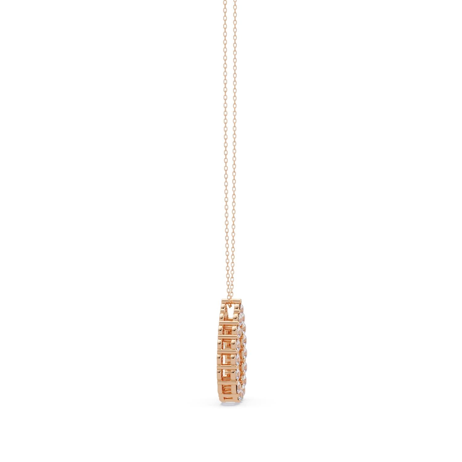 0.94 Ct Lab Grown Diamond Halo Drop Necklace- Sterling Silver