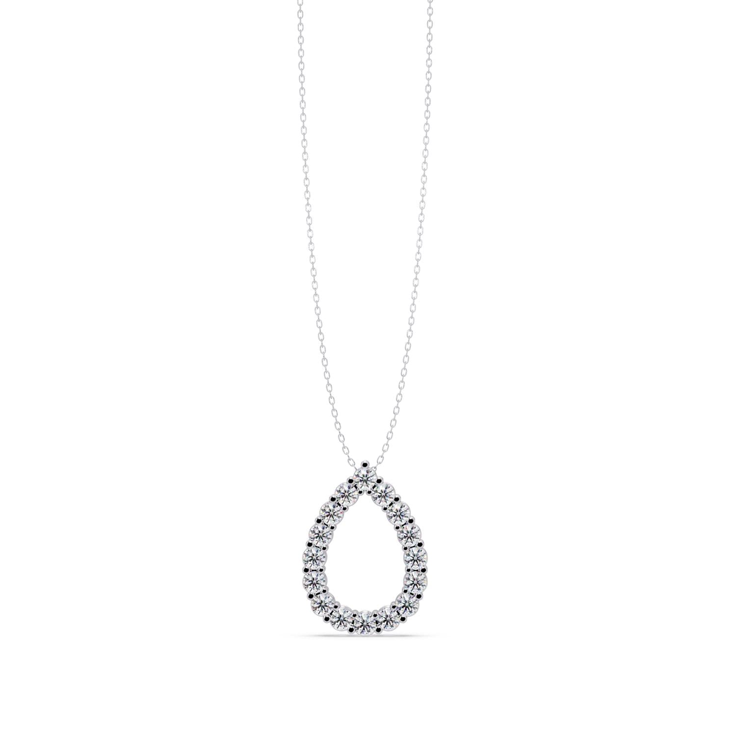 0.94 Ct Lab Grown Diamond Halo Drop Necklace- Sterling Silver