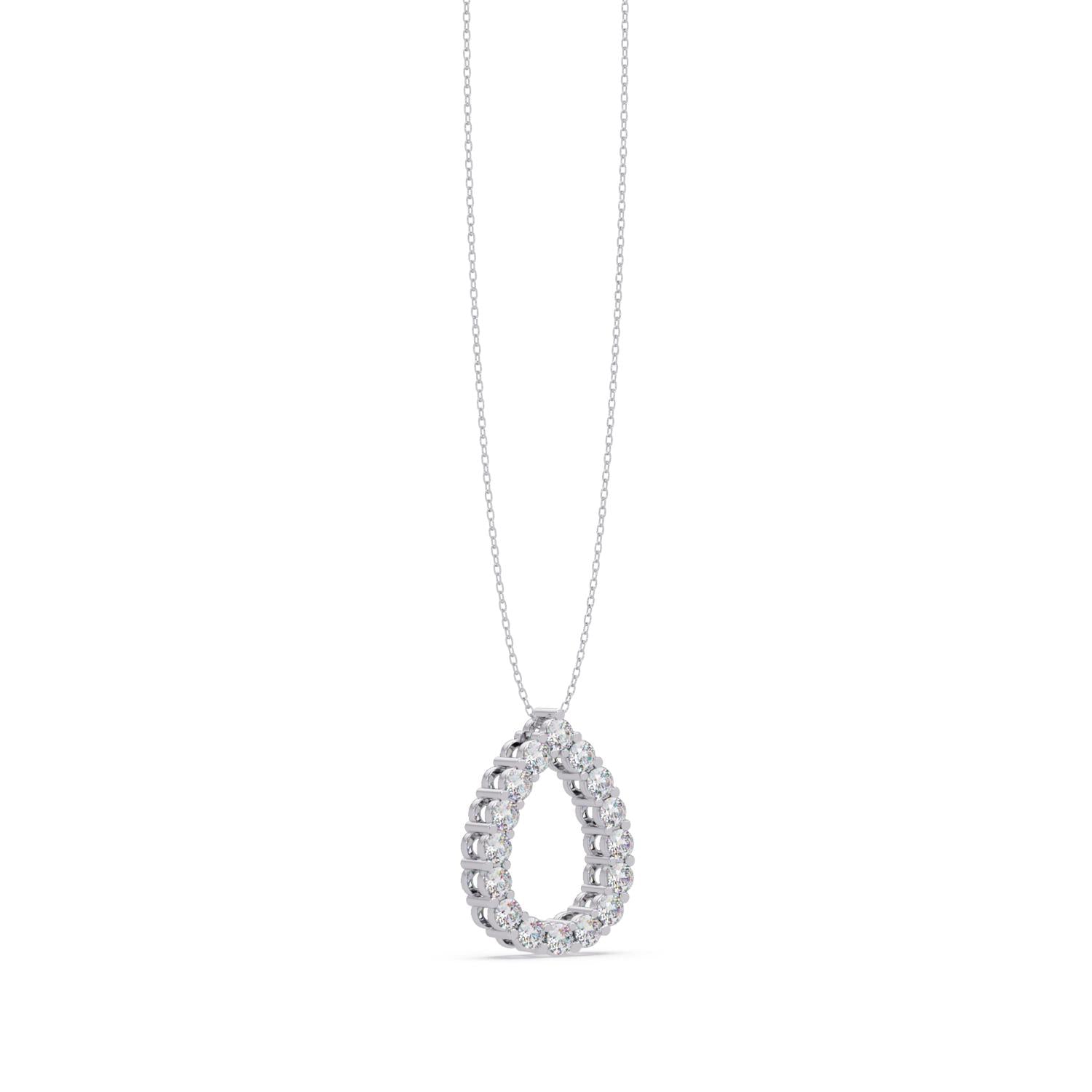 0.94 Ct Lab Grown Diamond Halo Drop Necklace- Sterling Silver