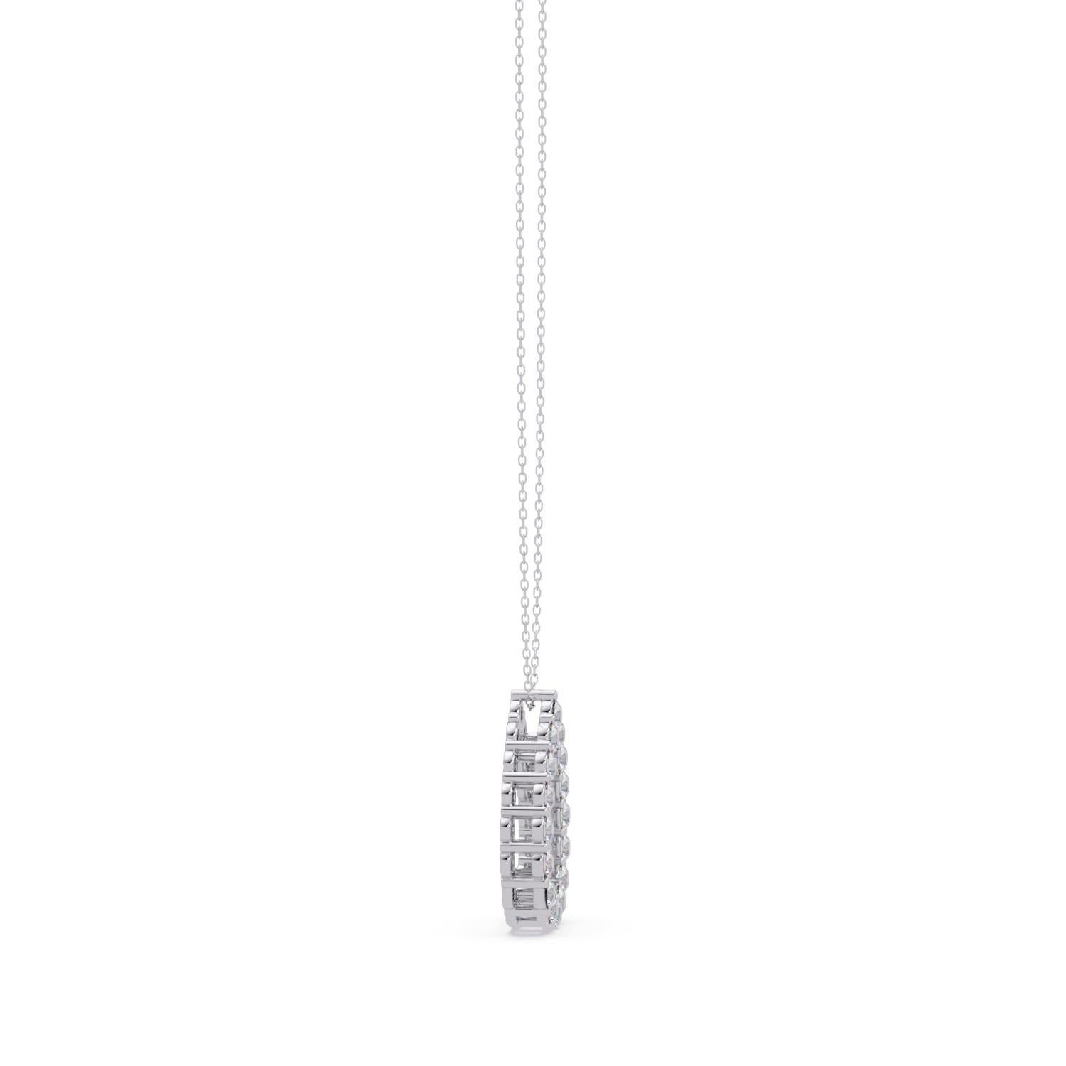0.94 Ct Lab Grown Diamond Halo Drop Necklace- Sterling Silver