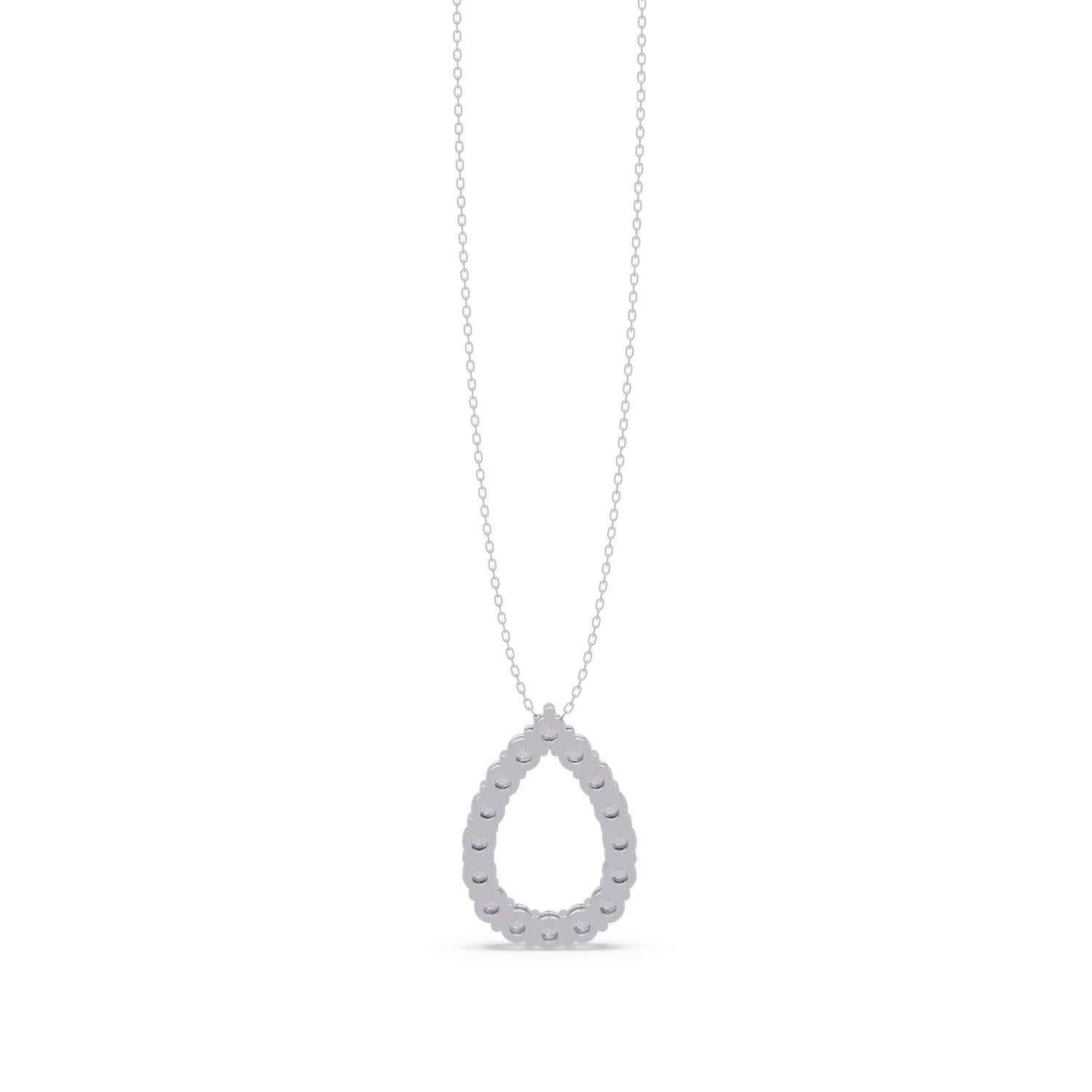 0.94 Ct Lab Grown Diamond Halo Drop Necklace- Sterling Silver