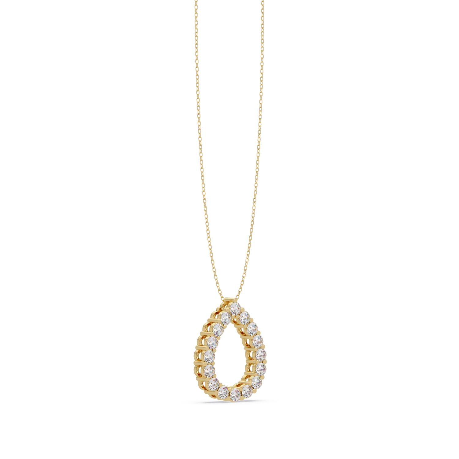 0.94 Ct Lab Grown Diamond Halo Drop Necklace- Sterling Silver