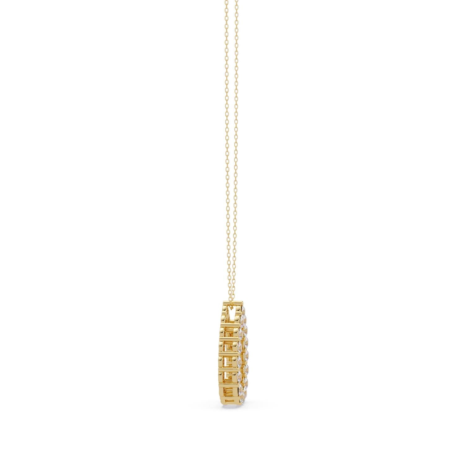 0.94 Ct Lab Grown Diamond Halo Drop Necklace- Sterling Silver