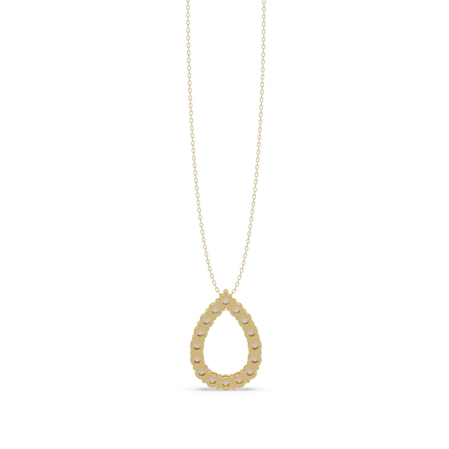 0.94 Ct Lab Grown Diamond Halo Drop Necklace- Sterling Silver