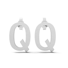 Load image into Gallery viewer, Initial &quot;Q&quot; Monogram Stud Earring – Sterling Silver
