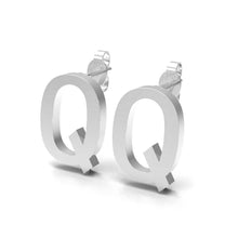 Load image into Gallery viewer, Initial &quot;Q&quot; Monogram Stud Earring – Sterling Silver
