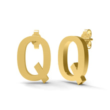 Load image into Gallery viewer, Initial &quot;Q&quot; Monogram Stud Earring – Sterling Silver
