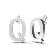 Load image into Gallery viewer, Initial &quot;Q&quot; Monogram Stud Earring – Sterling Silver
