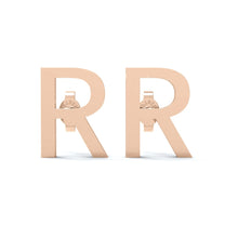 Load image into Gallery viewer, Initial &quot;R&quot; Monogram Stud Earring – Sterling Silver
