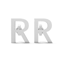 Load image into Gallery viewer, Initial &quot;R&quot; Monogram Stud Earring – Sterling Silver
