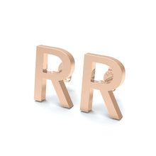 Load image into Gallery viewer, Initial &quot;R&quot; Monogram Stud Earring – Sterling Silver

