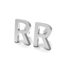 Load image into Gallery viewer, Initial &quot;R&quot; Monogram Stud Earring – Sterling Silver
