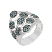 Load image into Gallery viewer, Blue Diamond Modern Multi-Disc Cluster Ring - Sterling Silver
