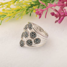 Load image into Gallery viewer, Blue Diamond Modern Multi-Disc Cluster Ring - Sterling Silver

