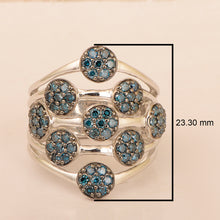 Load image into Gallery viewer, Blue Diamond Modern Multi-Disc Cluster Ring - Sterling Silver
