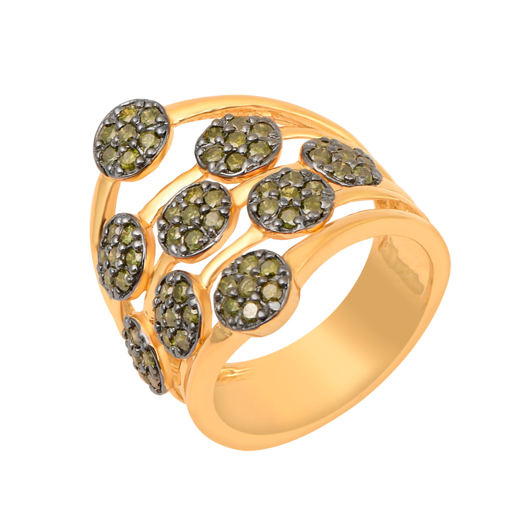 Green Diamond Modern Multi-Disc Cluster Ring - Sterling Silver