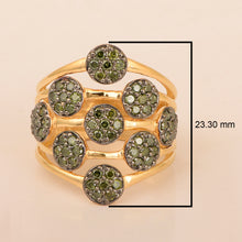 Load image into Gallery viewer, Green Diamond Modern Multi-Disc Cluster Ring - Sterling Silver
