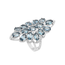Load image into Gallery viewer, Blue Spinel Cluster Ring - Sterling Silver
