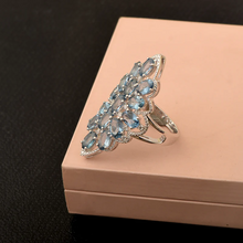 Load image into Gallery viewer, Blue Spinel Cluster Ring - Sterling Silver
