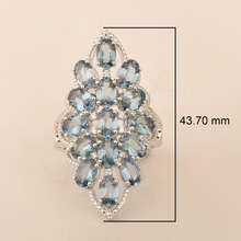 Load image into Gallery viewer, Blue Spinel Cluster Ring - Sterling Silver

