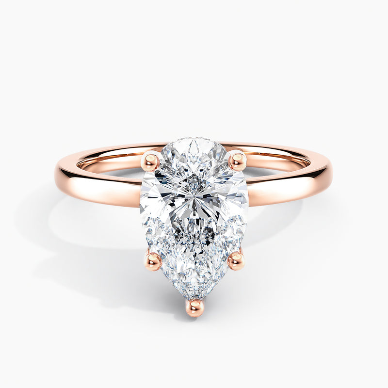Classic Hidden Halo Solitaire Pear Diamond Engagement Ring
