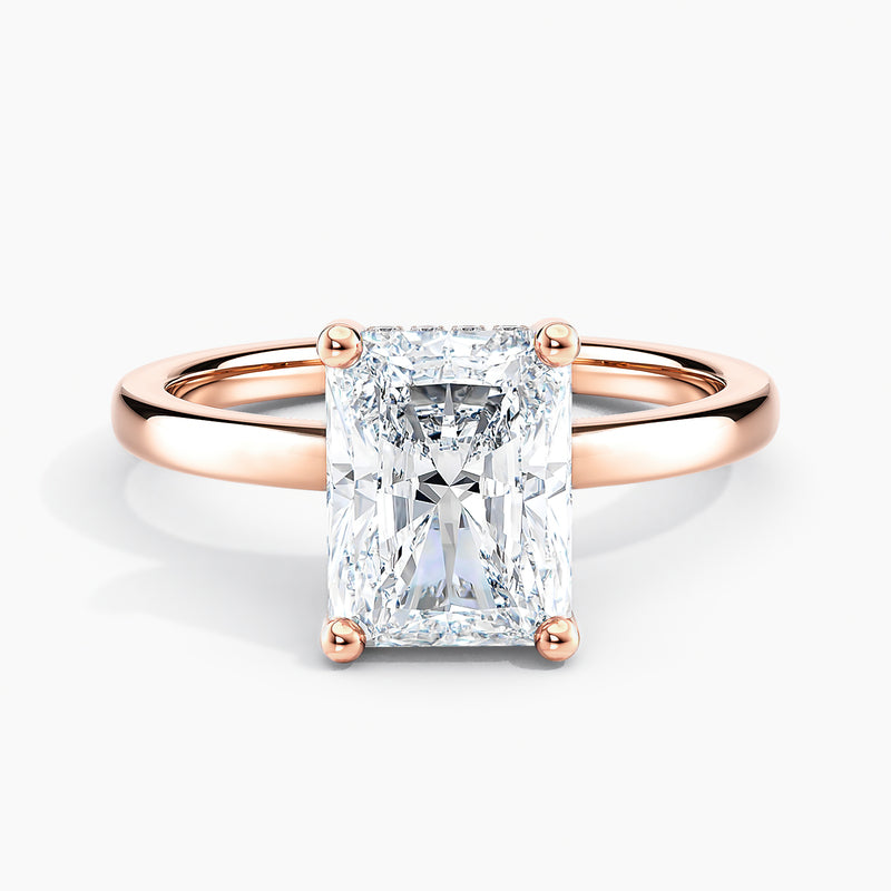 Classic Hidden Halo Solitaire Radiant Diamond Engagement Ring