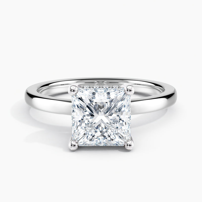 Classic Hidden Halo Solitaire Princess Diamond Engagement Ring