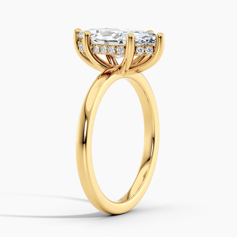 Marquise Cut 2.00 Ct Diamond Classic Solitaire Plain Band Ring - Sterling Silver