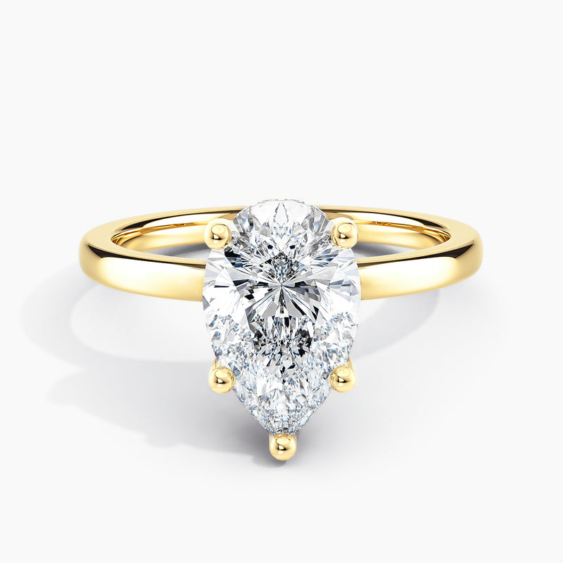 Classic Hidden Halo Solitaire Pear Diamond Engagement Ring