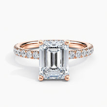 Load image into Gallery viewer, Classic Hidden Halo Emerald Diamond Engagement Ring

