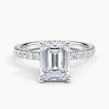 Load image into Gallery viewer, Classic Hidden Halo Emerald Diamond Engagement Ring
