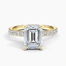 Load image into Gallery viewer, Classic Hidden Halo Emerald Diamond Engagement Ring
