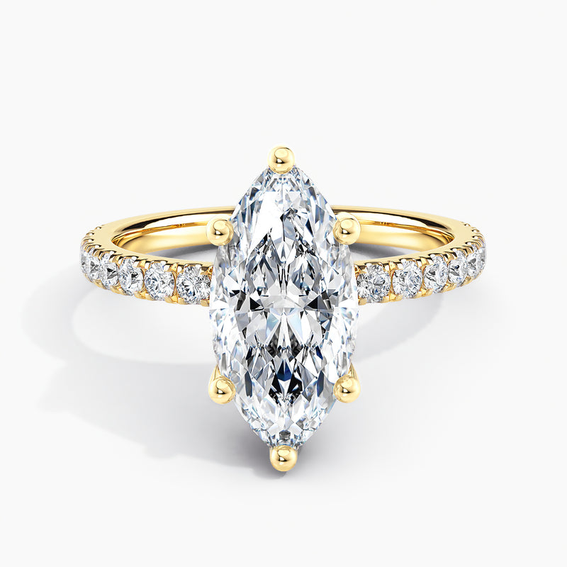 Classic Hidden Halo Marquise Diamond Engagement Ring