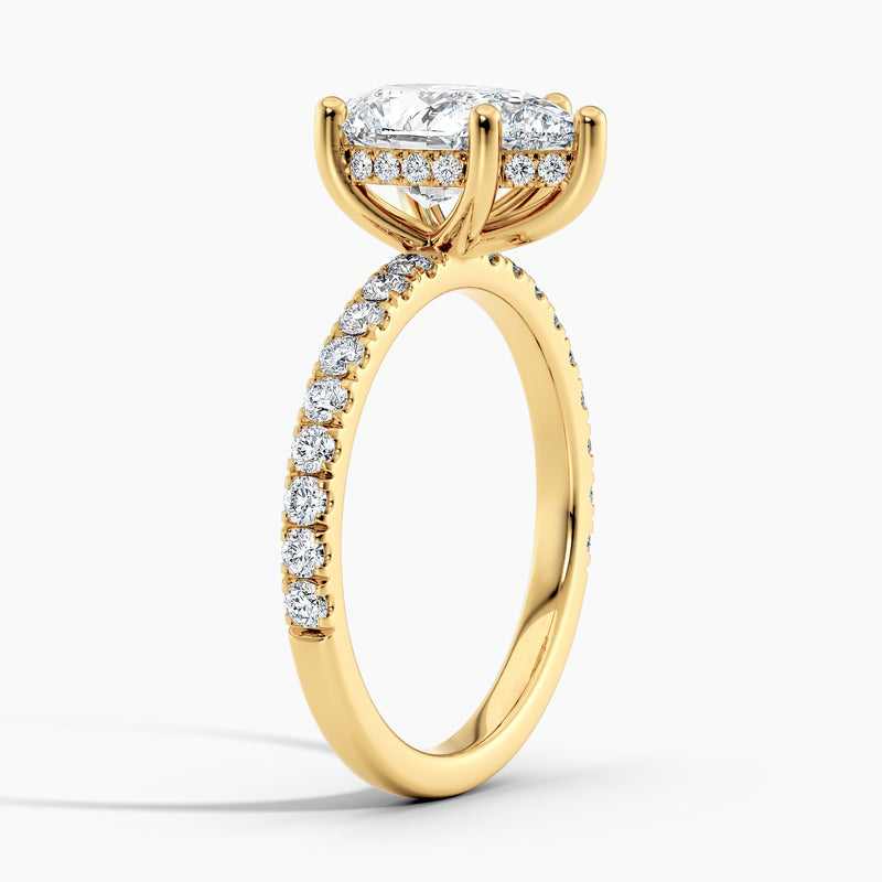 Classic Hidden Halo Pear Diamond Engagement Ring