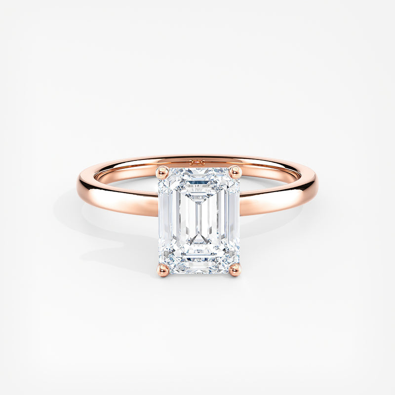 Classic Ribbon Halo Emerald Diamond Engagement Ring