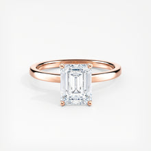 Load image into Gallery viewer, Classic Ribbon Halo Emerald Diamond Engagement Ring
